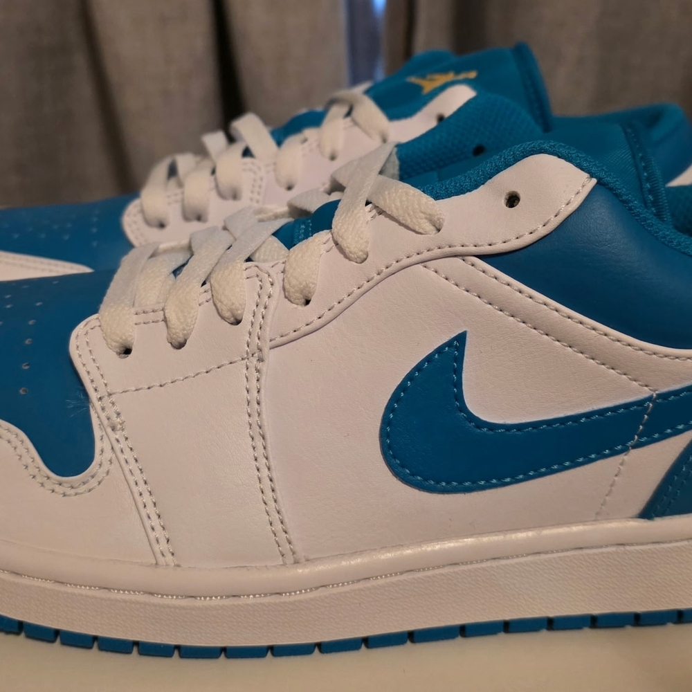Air Jordan 1 Blue and White Athletic Shoes